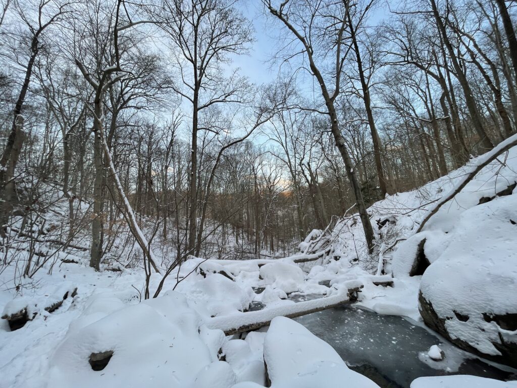 Stream flows under the ice